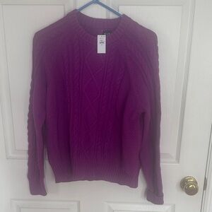Purple Cable Knit Sweater GAP